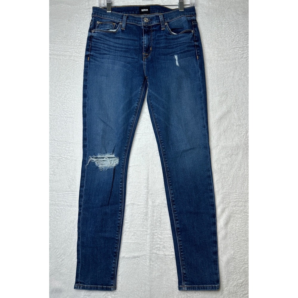 Hudson Skinny Jeans Distressed Medium Wash Denim Size 28